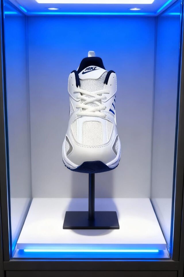 Beyaz Lacivert Kadın Spor Ayakkabı | Kalın Taban Rahat Yürüyüş ve Koşu Sneaker Beyaz - 38