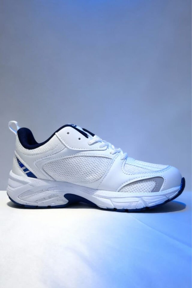 Beyaz Lacivert Kadın Spor Ayakkabı | Kalın Taban Rahat Yürüyüş ve Koşu Sneaker Beyaz - 38