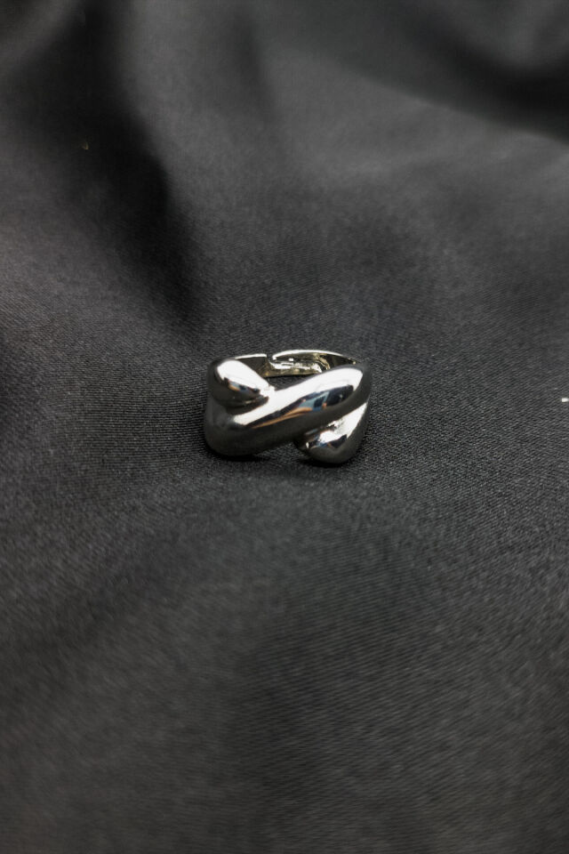 Unisex Gümüş Renk Ayarlanabilir Çelik Yüzük Gümüş - 1