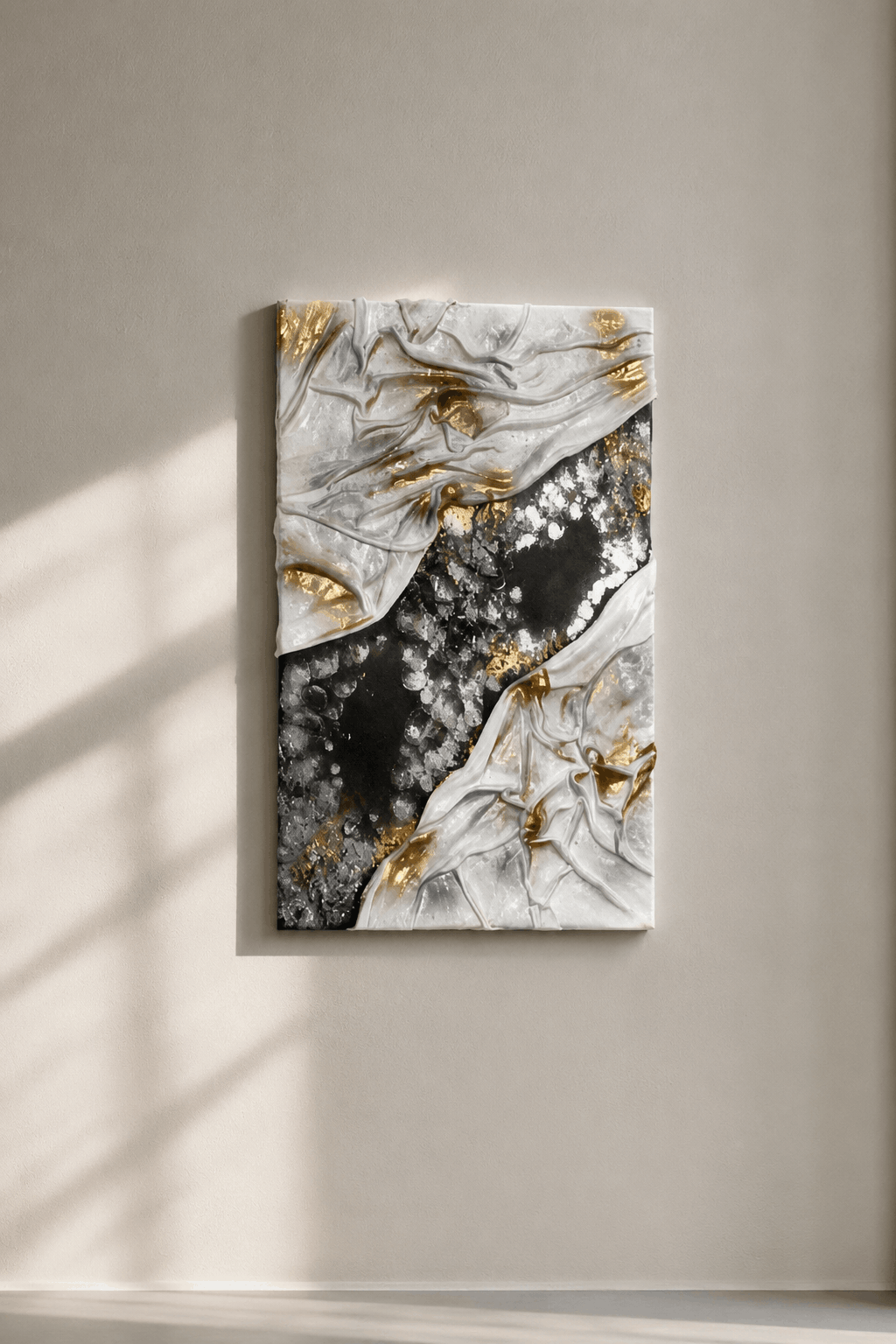 Tamamen El Yapımı, Altın Işıltılı Akış - Dokulu Tablo (35x50)