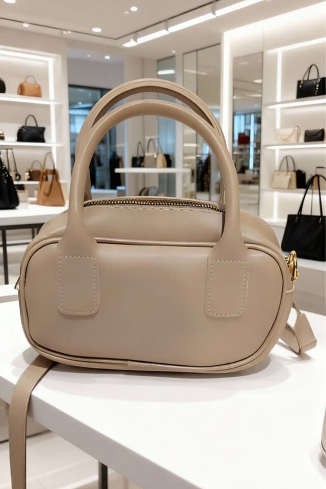 Zincir Tokalı Krem Mini Kol / Omuz / El Çantası - Şık ve Göz Alıcı Tasarım