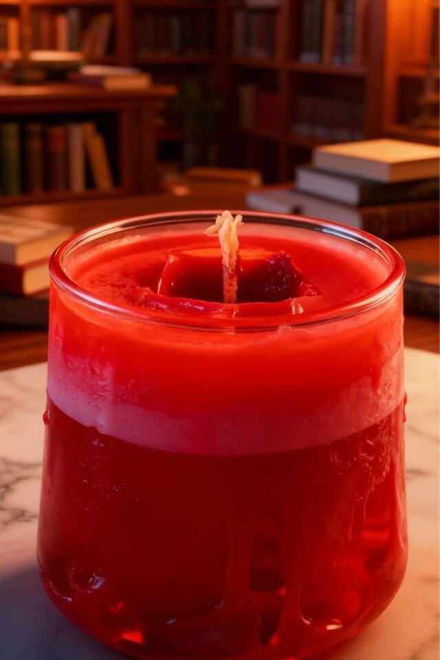 Kırmızı Cam Kavanoz Dekoratif Mum – Romantik & Şık Tasarım