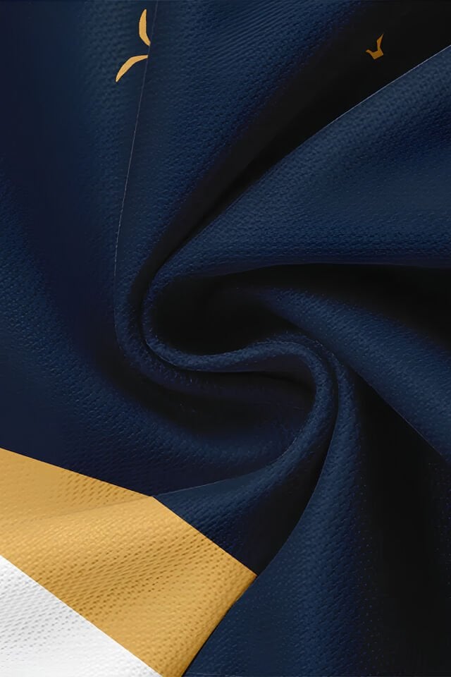 Erkek Spor Tişört/T-Shirt – Lacivert Sarı Beyaz Renkli Şeritli Tasarım