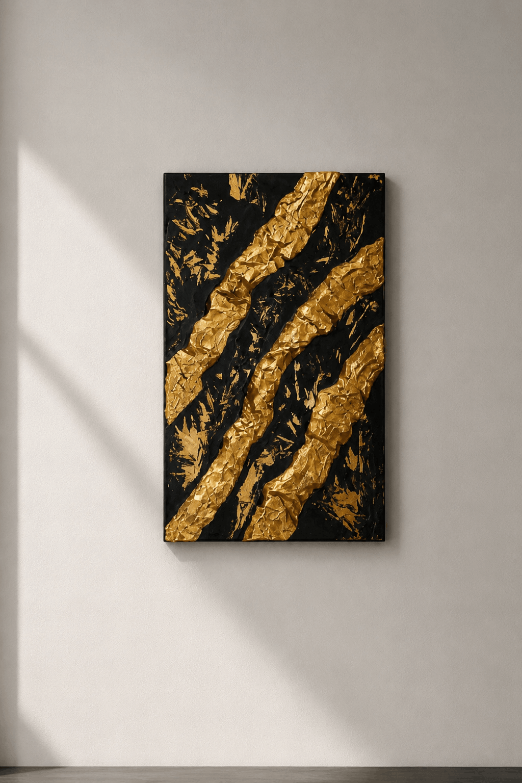 Tamamen El Yapımı, Altın Işıltısı ve Derin Siyahın Büyüsü Tablo (35x50)