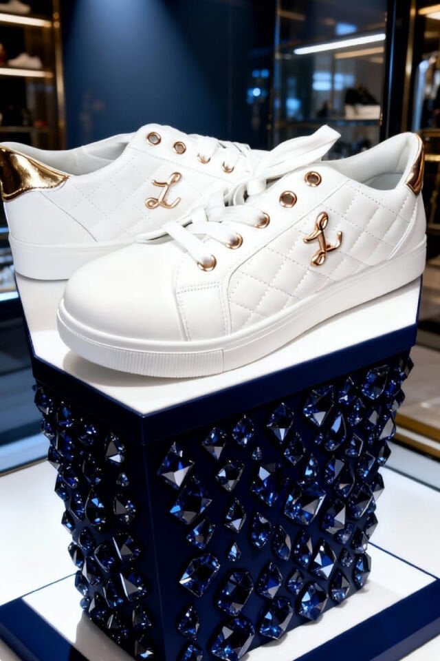 Beyaz Şık Kadın Sneaker | Altın Detaylı Rahat Günlük Ayakkabı