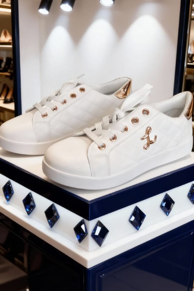 Beyaz Şık Kadın Sneaker | Altın Detaylı Rahat Günlük Ayakkabı