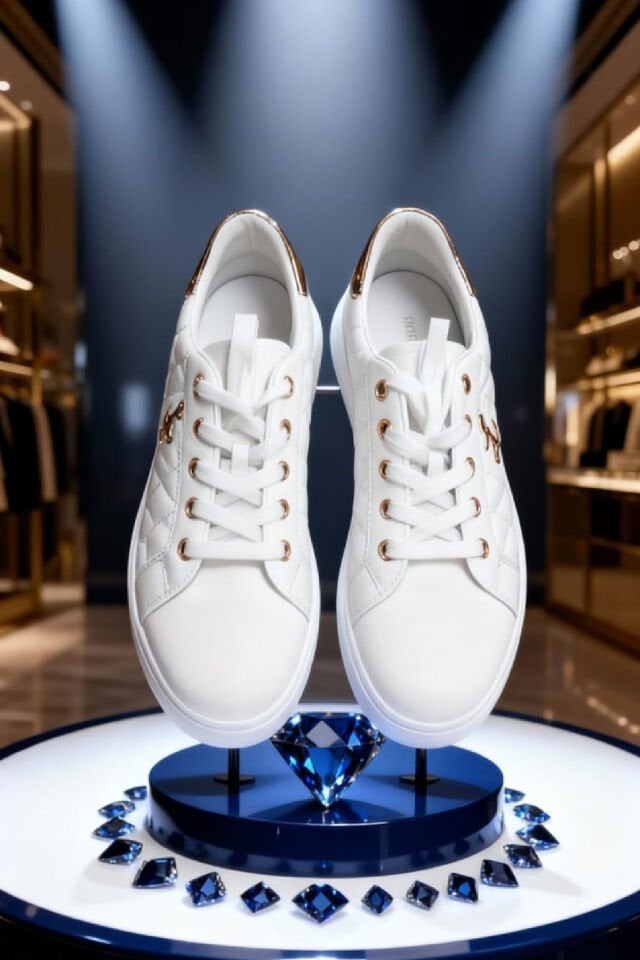 Beyaz Şık Kadın Sneaker | Altın Detaylı Rahat Günlük Ayakkabı