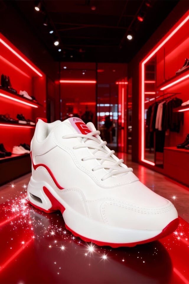 Unisex Beyaz Kırmızı Spor Ayakkabı – Konforlu ve Şık