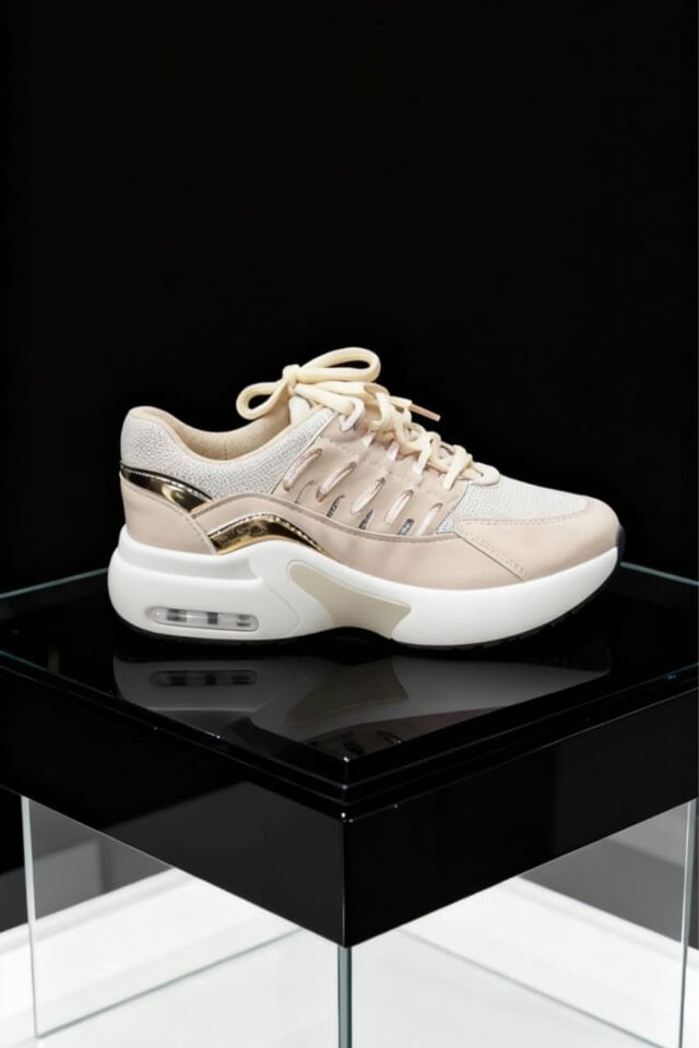 Kadın Krem Spor Ayakkabı/Sneaker