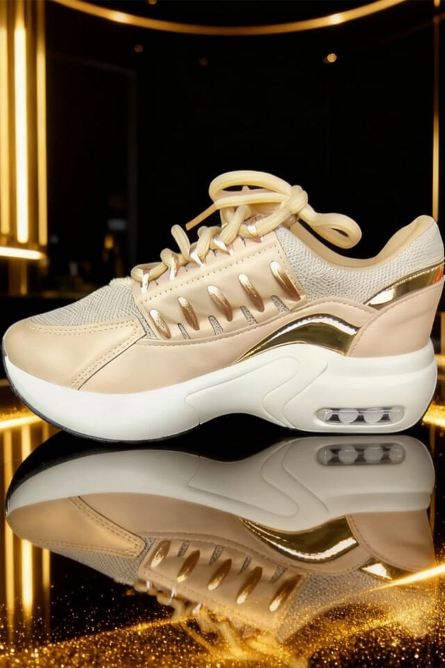 Kadın Krem Spor Ayakkabı/Sneaker