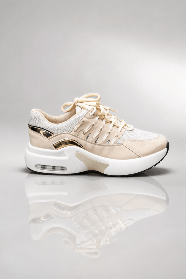 Kadın Krem Spor Ayakkabı/Sneaker