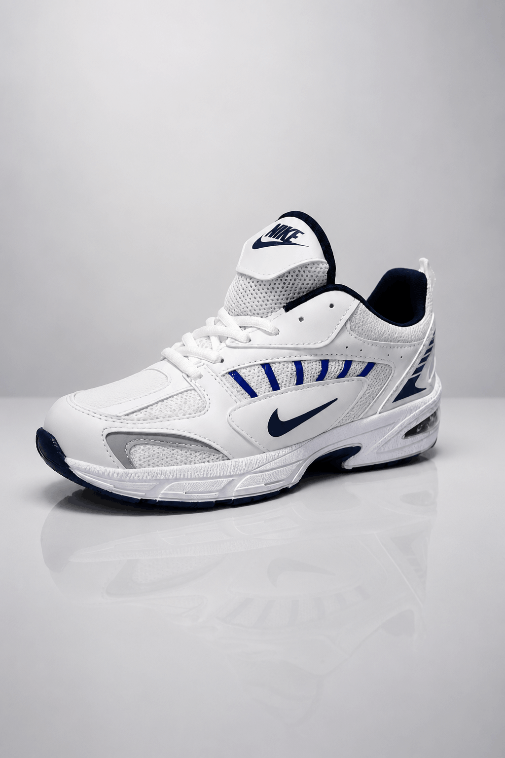 Beyaz Lacivert Kadın Spor Ayakkabı | Kalın Taban Rahat Yürüyüş ve Koşu Sneaker