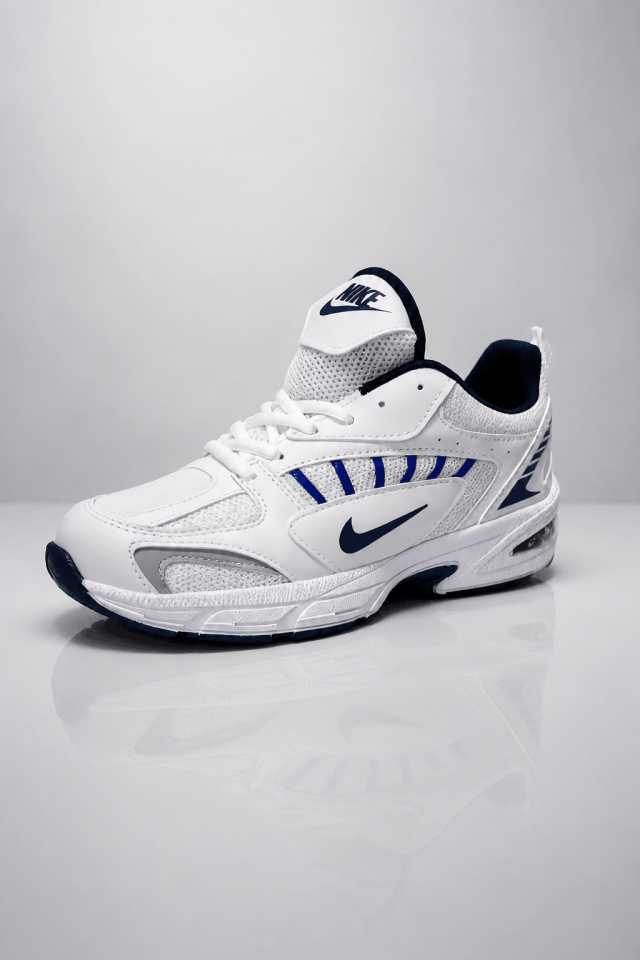 Beyaz Lacivert Kadın Spor Ayakkabı | Kalın Taban Rahat Yürüyüş ve Koşu Sneaker