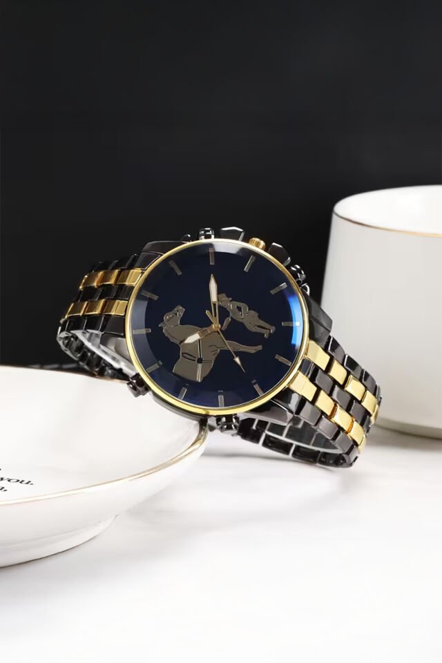 Siyah Altın Renk Erkek Metal Kol Saati – Büyük Kadran, Şık ve Modern Tasarım