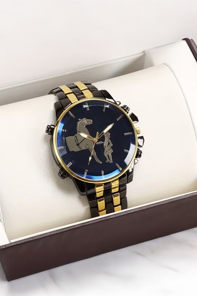 Siyah Altın Renk Erkek Metal Kol Saati – Büyük Kadran, Şık ve Modern Tasarım