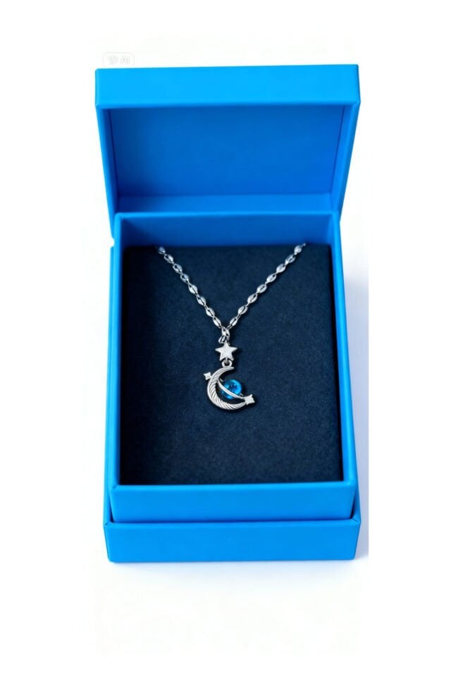 Ay Işığı Gümüş Renk Kolye Ve Saç Tokası