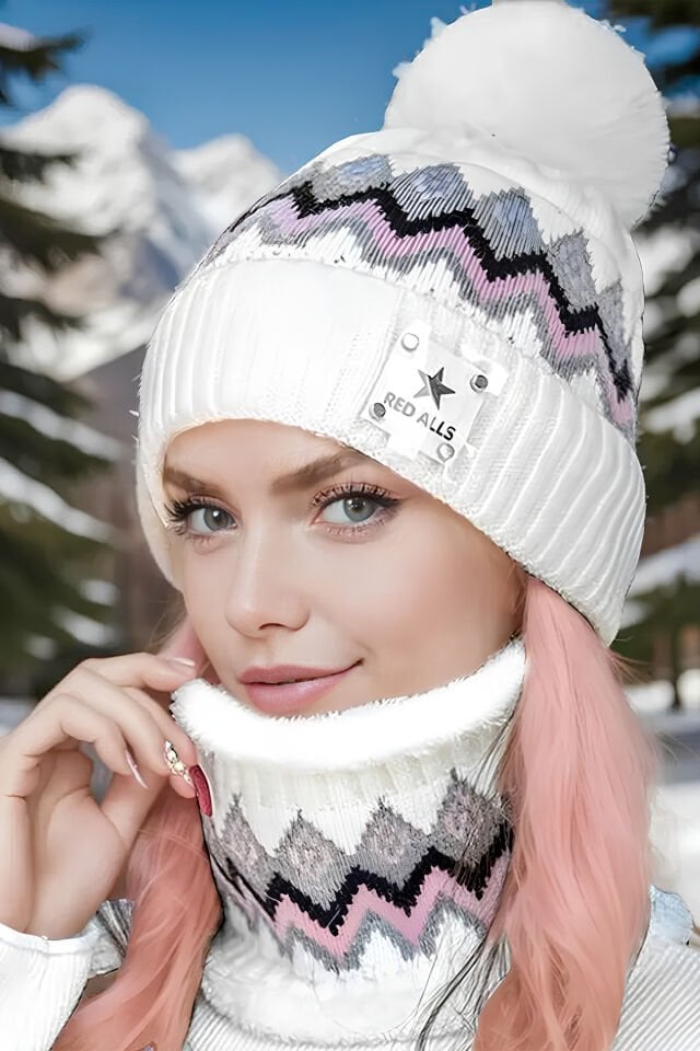 Beyaz Bere ve Atkı Seti - Şıklığı ve Sıcaklığı Bir Arada Sunan Kış Aksesuarı